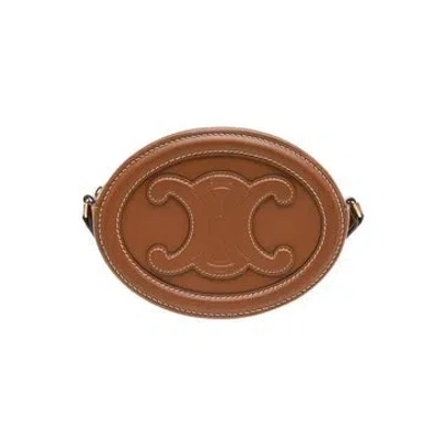 Pre-owned Celine Calfskin Glam Slam Chain Clutch In Brown