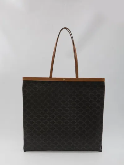 Celine Calfskin Large Flat Shopper In Brown