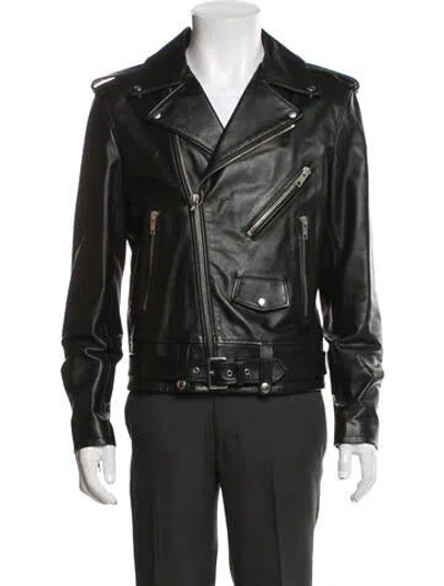 Pre-owned Celine Calfskin Moto Jacket In Black