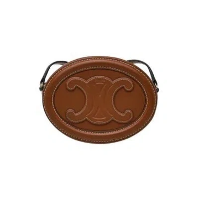 Pre-owned Celine Calfskin Oval Purse Bag In Brown