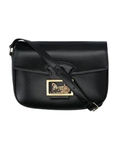 Celine Calfskin Shoulder Bag In Casual Style In Black