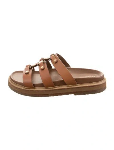 Pre-owned Celine Calfskin Slides In Brown