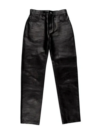 Pre-owned Celine Calfskin Straight Leg Pants In Black