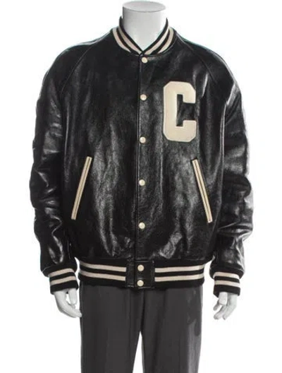 Pre-owned Celine Calfskin Striped Varsity Jacket