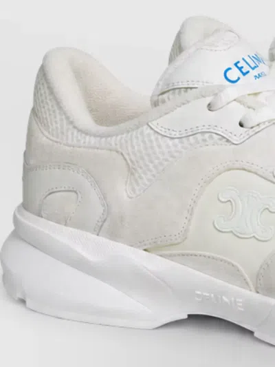 Celine Calfskin Suede And Mesh Low-top Sneakers In Gray