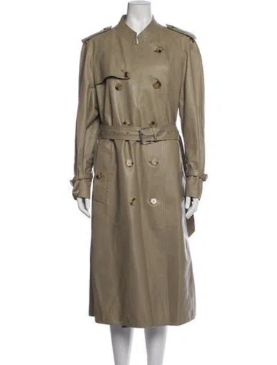 Pre-owned Celine Calfskin Trench Coat In Neutrals