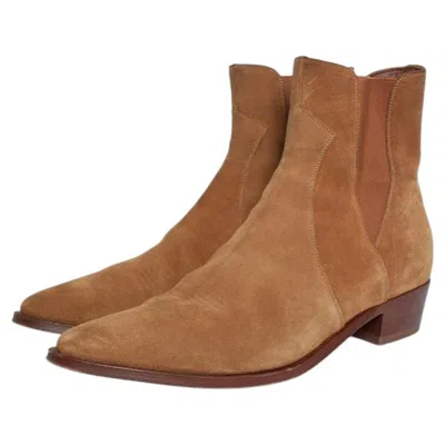 Pre-owned Celine , Camarque Western Chelsea Boots Cognac In Brown