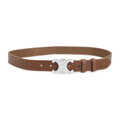 Celine Camel Brown Logo Buckle Solid Belt