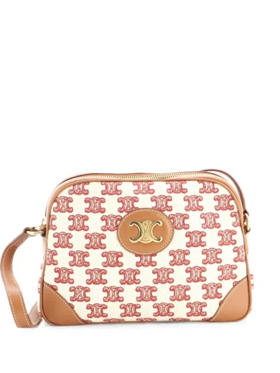 Pre-owned Celine Camera Bag Triomphe Canvas Small Crossbody Bag In Brown