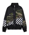 Celine Camouflage Checkered Bomber Jacket In Black