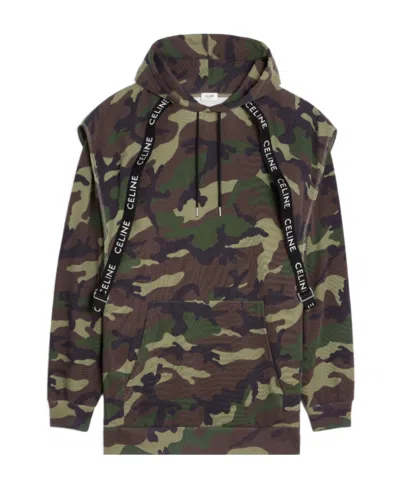 Celine Camouflage Flocking Hoodie In Black
