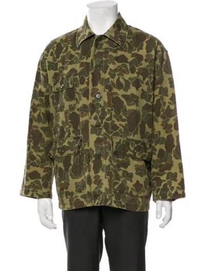 Pre-owned Celine Camouflage Print Long Sleeve Shirt In Green