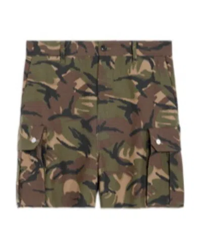Celine Camouflage-print Shorts In Brown