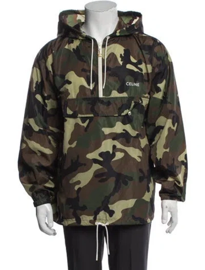 Pre-owned Celine Camouflage Print Utility Jacket In Green