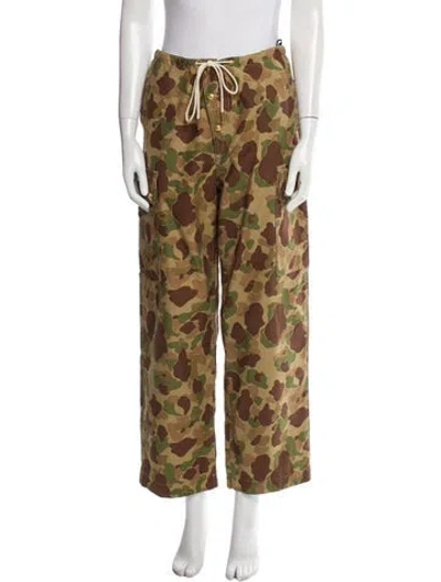 Pre-owned Celine Camouflage Print Wide Leg Pants In Green