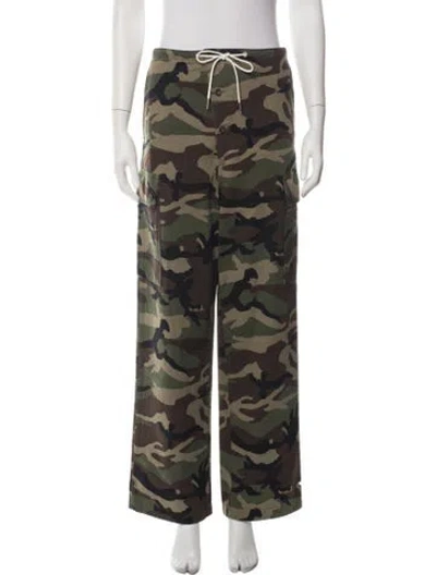 Pre-owned Celine Camouflage Print Wide Leg Pants W/ Tags In Green