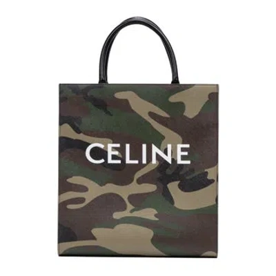 Pre-owned Celine Camouflage Vertical Cabas Tote In Brown