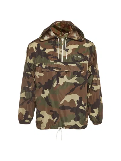 Pre-owned Celine Camouflage-print Windbreaker Jacket In Green