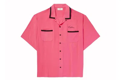 Pre-owned Celine Camp-collar Logo-embroidered Twill Shirt Pink