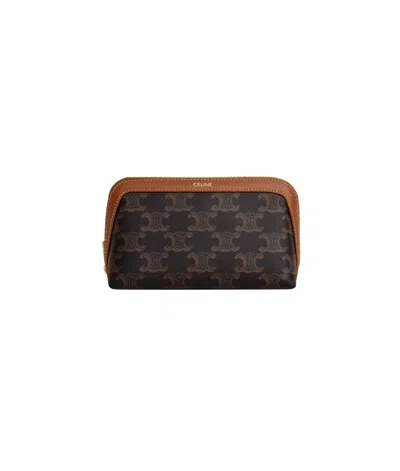 Celine Canvas And Calfskin Makeup Bag In Black