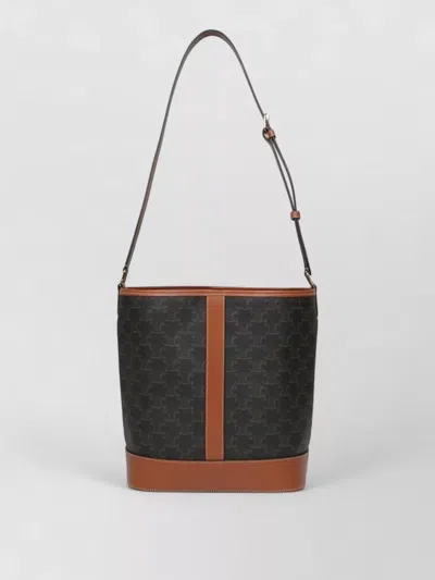 Celine Canvas And Leather Bucket Bag In Black