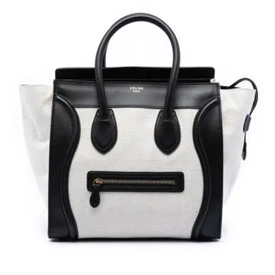 Pre-owned Celine Canvas Bicolor Luggage Tote In Brown