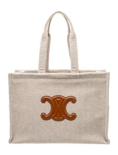 Pre-owned Celine Canvas Cabas Thais Large In Neutral