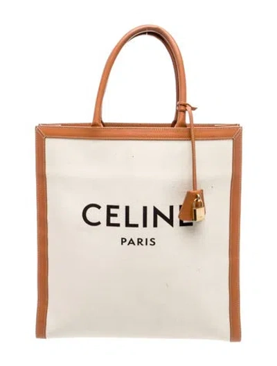 Pre-owned Celine Canvas Cabas Vertical In Neutral