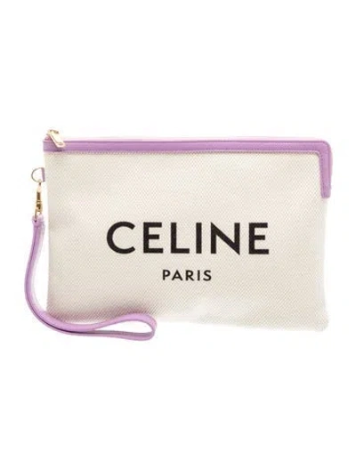 Pre-owned Celine Canvas Clutch In Neutrals