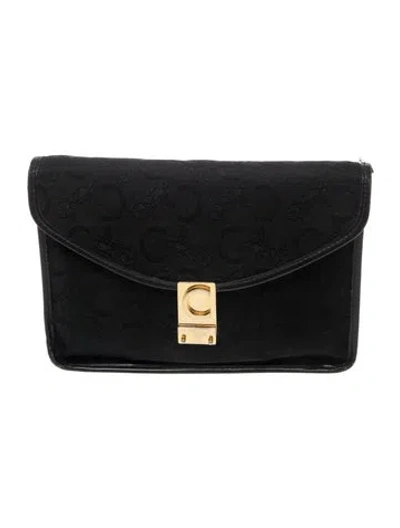 Pre-owned Celine Canvas Clutch Vintage In Black