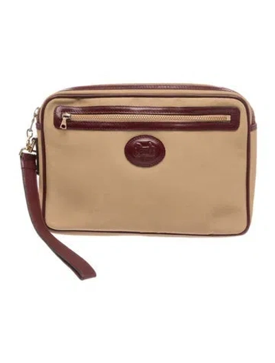 Pre-owned Celine Canvas Clutch Vintage In Brown