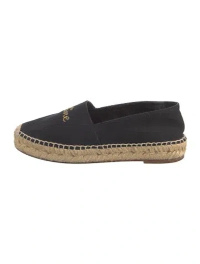 Pre-owned Celine Canvas Embroidered Accent Espadrilles In Black