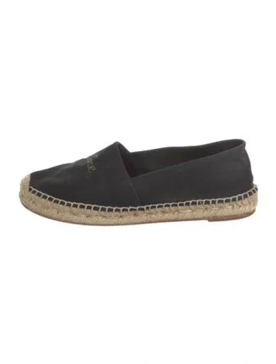 Pre-owned Celine Canvas Embroidered Accent Espadrilles In Black