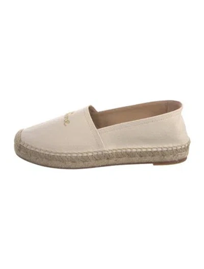 Pre-owned Celine Canvas Embroidered Accent Espadrilles In Neutral