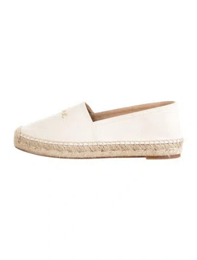Pre-owned Celine Canvas Embroidered Accent Espadrilles In Neutrals