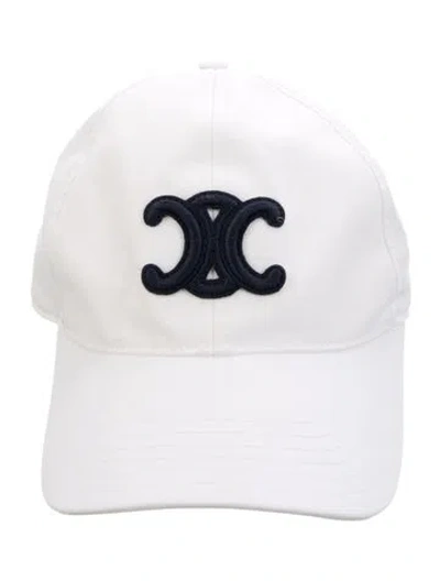 Pre-owned Celine Canvas Emrboidered Baseball Cap In Blue/white
