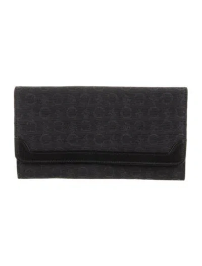 Pre-owned Celine Canvas Graphic Print Continental Wallet In Black