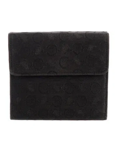 Pre-owned Celine Canvas Graphic Print Wallet In Black