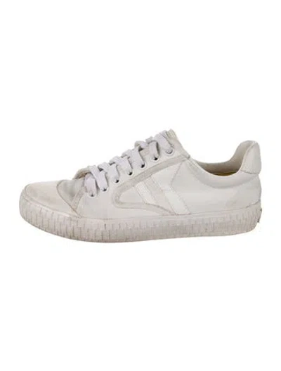 Pre-owned Celine Canvas Leather Trim Embellishment Sneakers In White