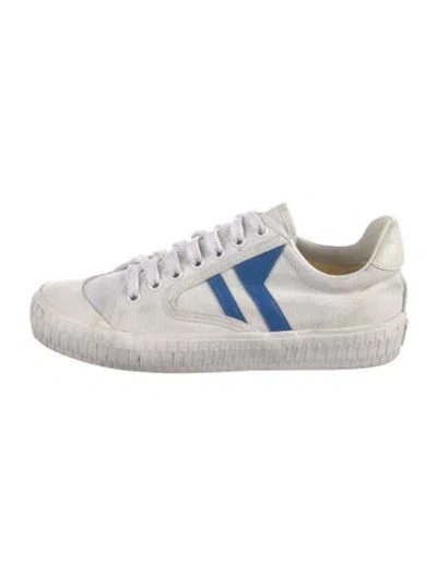 Pre-owned Celine Canvas Leather Trim Embellishment Sneakers In White