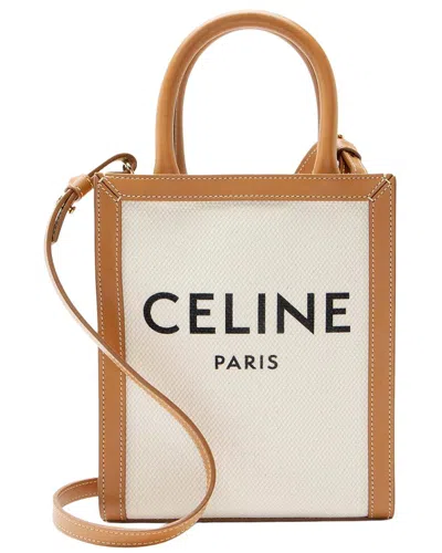 Pre-owned Celine Canvas Leather Vertical Cabas Mini Tote (authentic Pre-loved)
