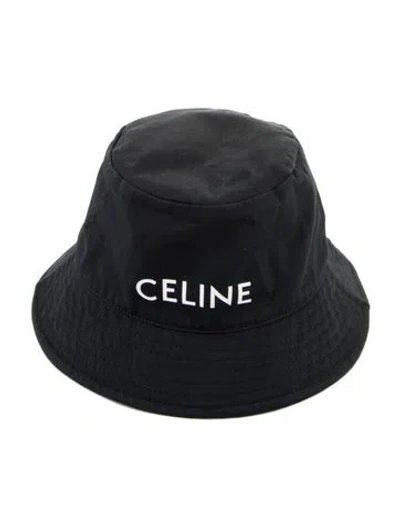 Pre-owned Celine Canvas Logo Bucket Hat In Blue
