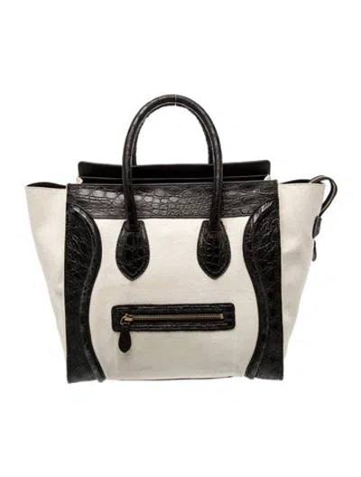 Pre-owned Celine Canvas Luggage Micro In Neutral