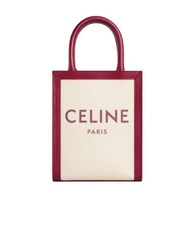 Celine Canvas Mini Straight Cabas Shoulder Bag In White