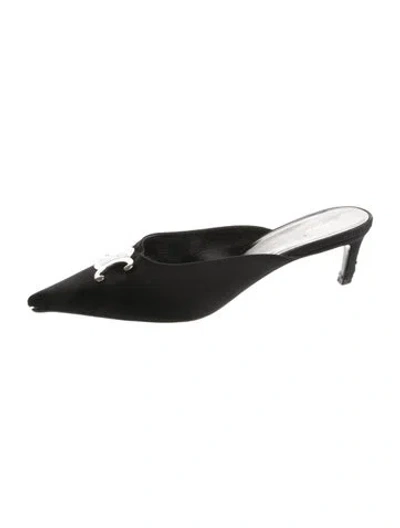Pre-owned Celine Canvas Mules In Black