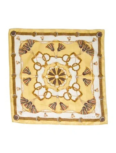 Pre-owned Celine Canvas Printed Scarf In Yellow