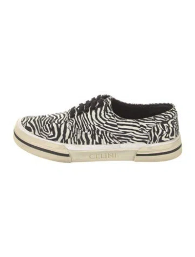 Pre-owned Celine Canvas Printed Sneakers In Black