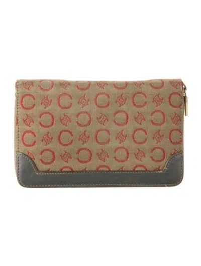 Pre-owned Celine Canvas Printed Wallet In Green