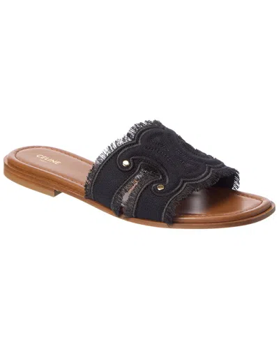 Celine Round-toe Flat Sandals In Black