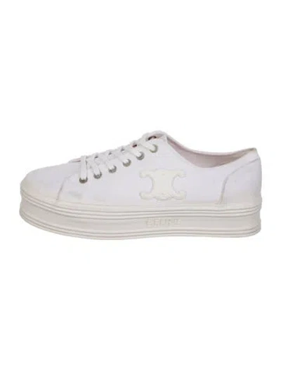 Pre-owned Celine Canvas Sneakers In White